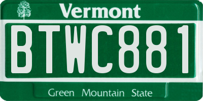 VT license plate BTWC881