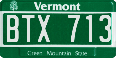 VT license plate BTX713