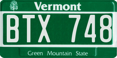 VT license plate BTX748