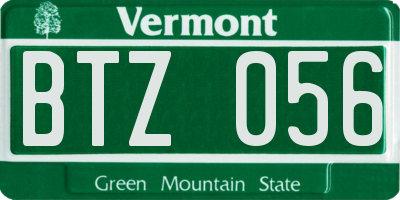 VT license plate BTZ056