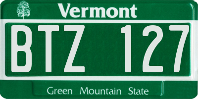 VT license plate BTZ127