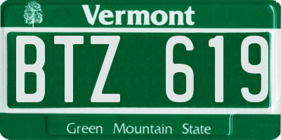 VT license plate BTZ619