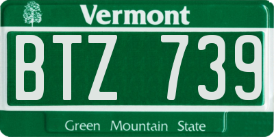 VT license plate BTZ739