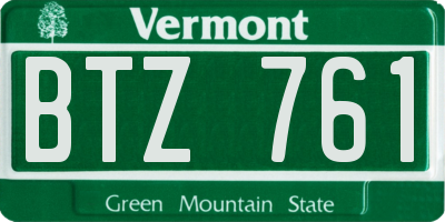 VT license plate BTZ761