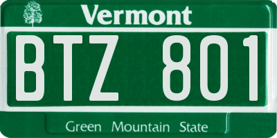 VT license plate BTZ801