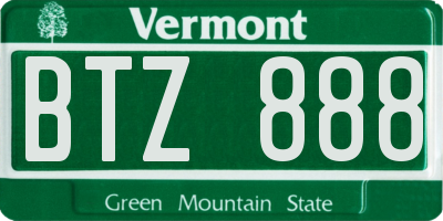 VT license plate BTZ888