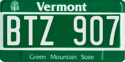 VT license plate BTZ907