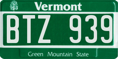 VT license plate BTZ939