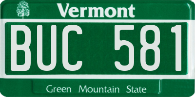 VT license plate BUC581