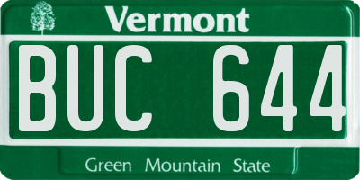 VT license plate BUC644