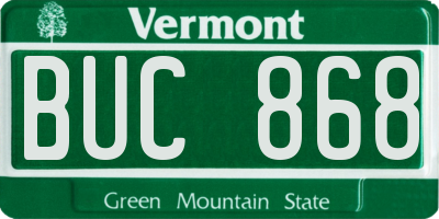 VT license plate BUC868