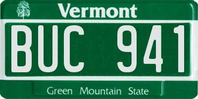 VT license plate BUC941