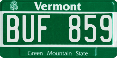 VT license plate BUF859