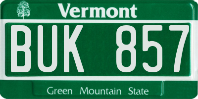 VT license plate BUK857