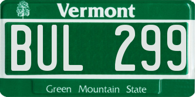 VT license plate BUL299
