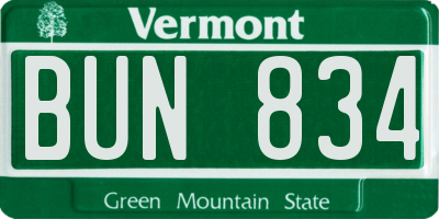 VT license plate BUN834