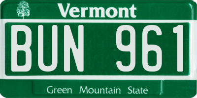 VT license plate BUN961