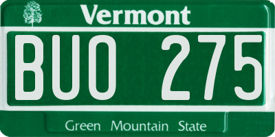 VT license plate BUO275