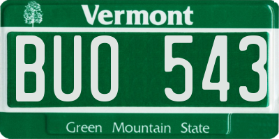 VT license plate BUO543