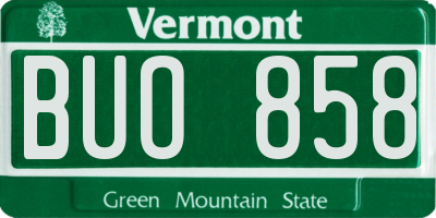 VT license plate BUO858