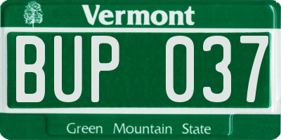 VT license plate BUP037