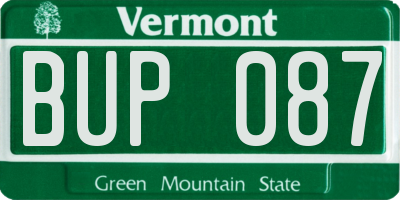 VT license plate BUP087