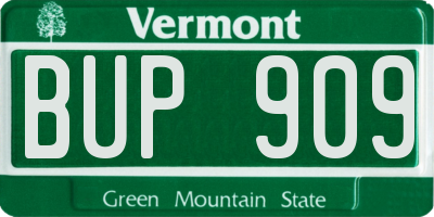 VT license plate BUP909