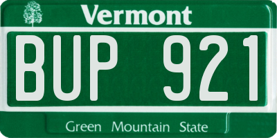 VT license plate BUP921