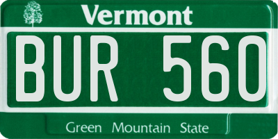 VT license plate BUR560