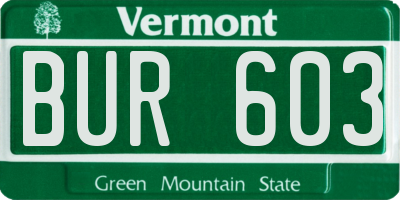 VT license plate BUR603
