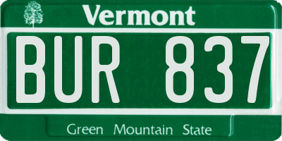 VT license plate BUR837