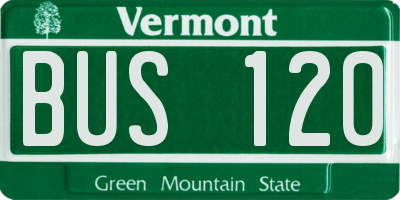 VT license plate BUS120