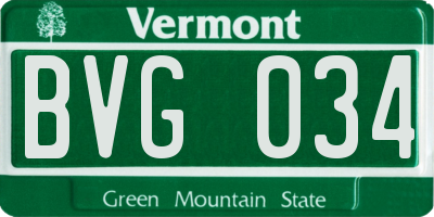 VT license plate BVG034