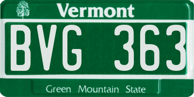 VT license plate BVG363