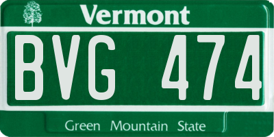 VT license plate BVG474
