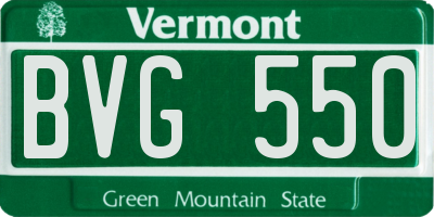 VT license plate BVG550