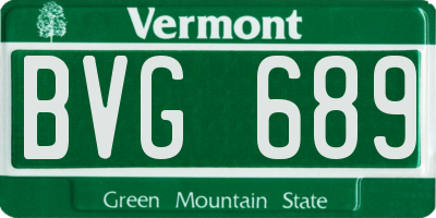 VT license plate BVG689