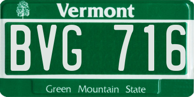 VT license plate BVG716