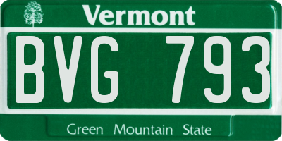 VT license plate BVG793