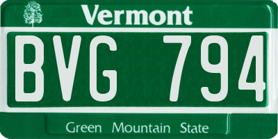 VT license plate BVG794