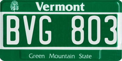 VT license plate BVG803