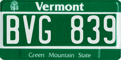 VT license plate BVG839