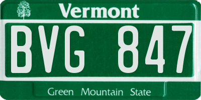 VT license plate BVG847