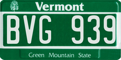 VT license plate BVG939