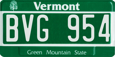 VT license plate BVG954