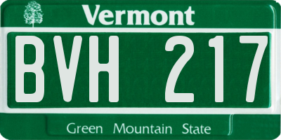VT license plate BVH217