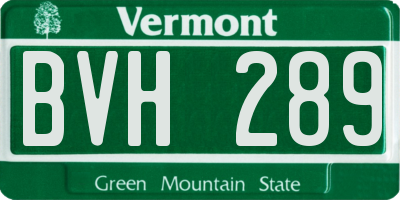 VT license plate BVH289