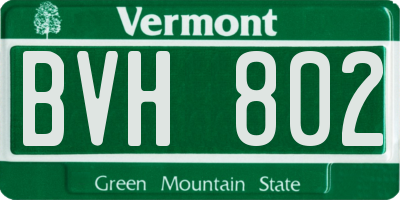 VT license plate BVH802