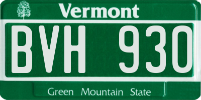 VT license plate BVH930