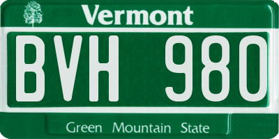 VT license plate BVH980